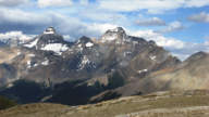 Odaray Mtn. & Mt. Hungabee from ridge above Goodsir Pass